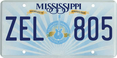 MS license plate ZEL805