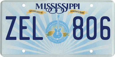 MS license plate ZEL806