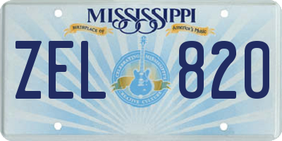MS license plate ZEL820