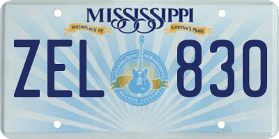 MS license plate ZEL830