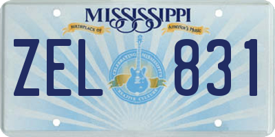 MS license plate ZEL831