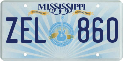 MS license plate ZEL860