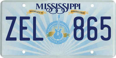 MS license plate ZEL865