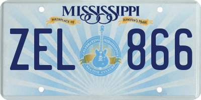 MS license plate ZEL866