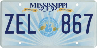 MS license plate ZEL867