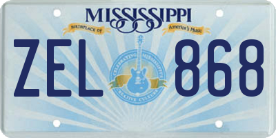 MS license plate ZEL868