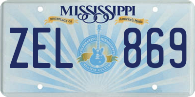 MS license plate ZEL869