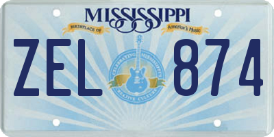 MS license plate ZEL874