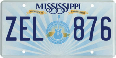 MS license plate ZEL876