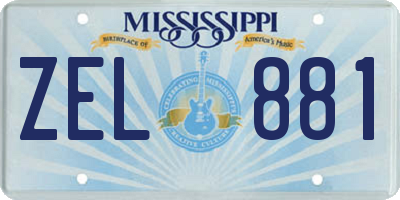MS license plate ZEL881