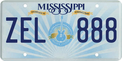 MS license plate ZEL888