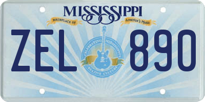 MS license plate ZEL890