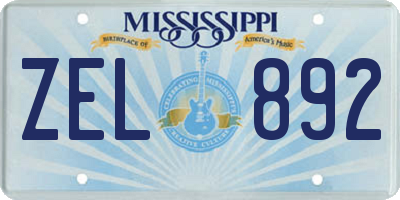 MS license plate ZEL892