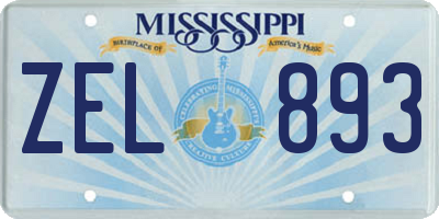 MS license plate ZEL893