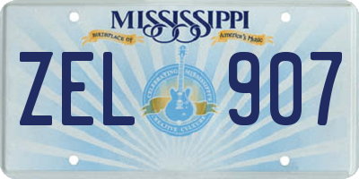MS license plate ZEL907