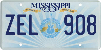 MS license plate ZEL908