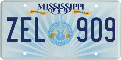 MS license plate ZEL909