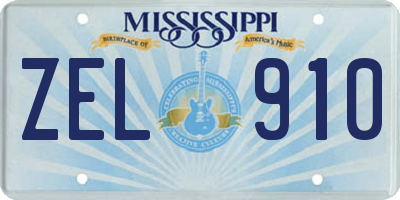 MS license plate ZEL910
