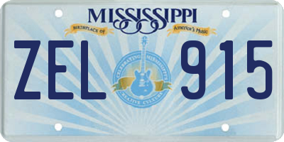 MS license plate ZEL915