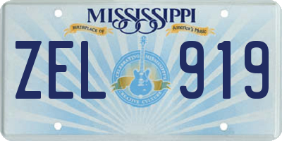MS license plate ZEL919