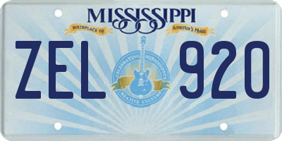 MS license plate ZEL920