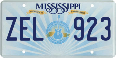 MS license plate ZEL923