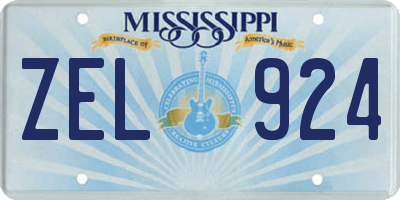 MS license plate ZEL924