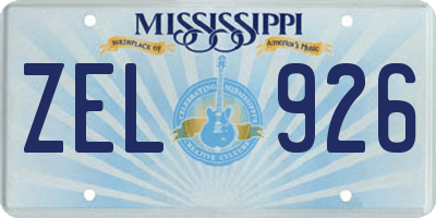 MS license plate ZEL926