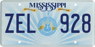 MS license plate ZEL928