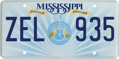 MS license plate ZEL935