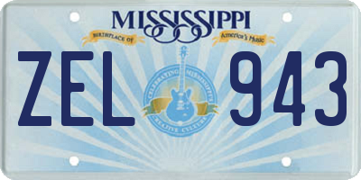 MS license plate ZEL943