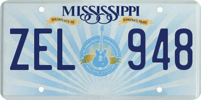MS license plate ZEL948
