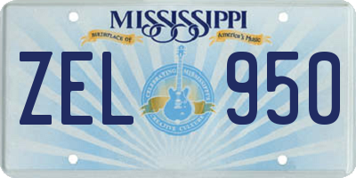 MS license plate ZEL950
