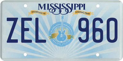 MS license plate ZEL960