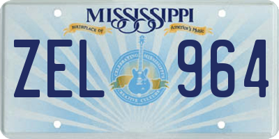 MS license plate ZEL964