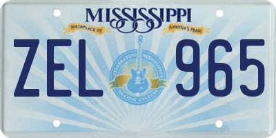 MS license plate ZEL965