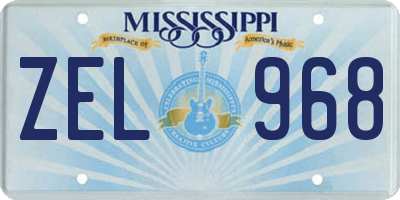 MS license plate ZEL968
