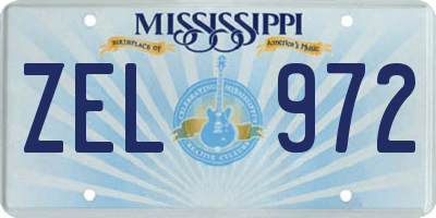 MS license plate ZEL972