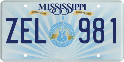 MS license plate ZEL981