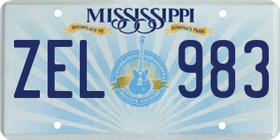 MS license plate ZEL983