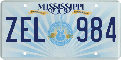 MS license plate ZEL984