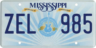 MS license plate ZEL985