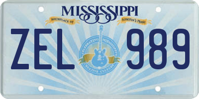 MS license plate ZEL989