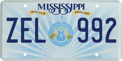 MS license plate ZEL992