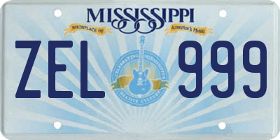 MS license plate ZEL999