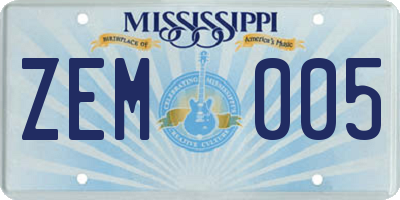 MS license plate ZEM005