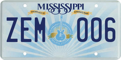 MS license plate ZEM006