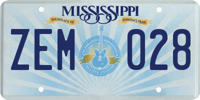 MS license plate ZEM028