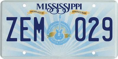 MS license plate ZEM029