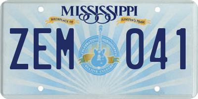 MS license plate ZEM041